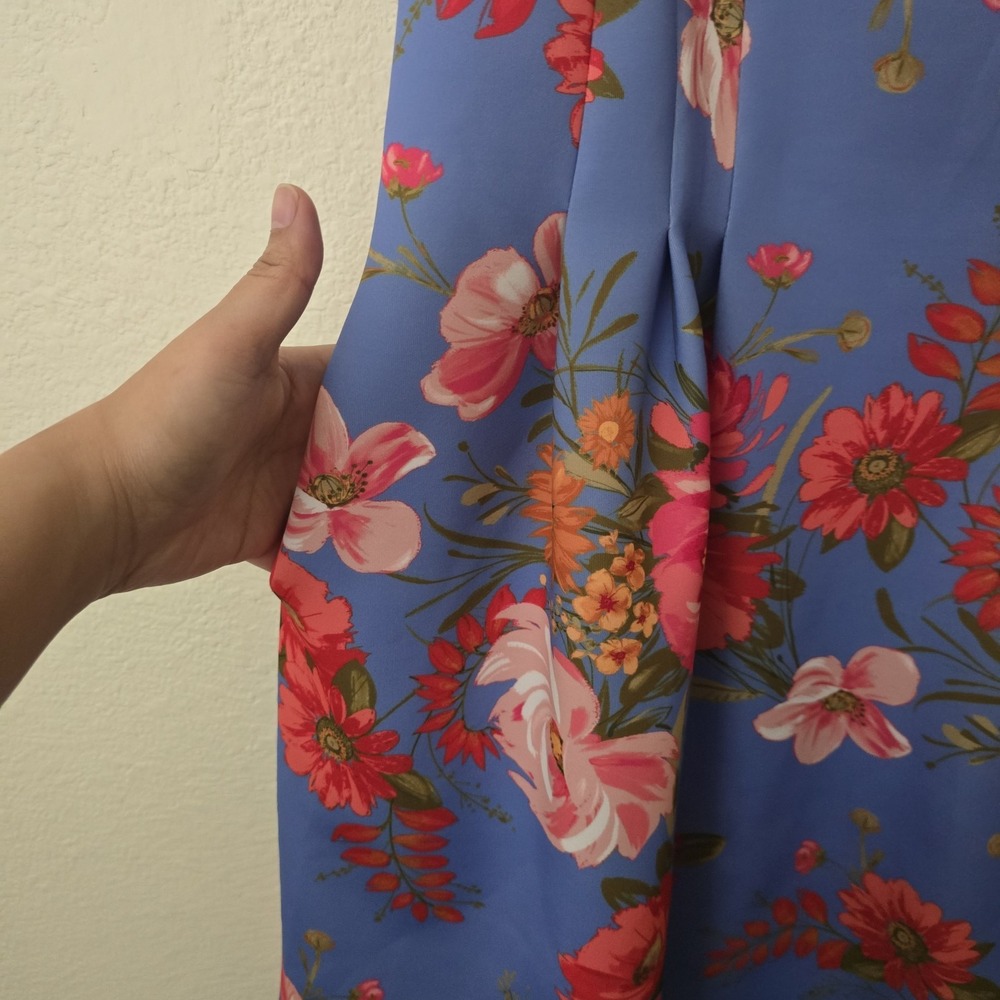 Vince Camuto Floral Dress Women Sz 14 Scuba Knit Zip Pockets Garden Fairy Forest - Picture 3 of 12
